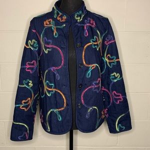 Koret Cotton Blend Embroidered Festive Pastel Jacket Sz PS Pre Owned